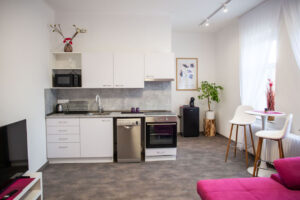 Brand Aparts – Apartmány Vsetín | Apartmán 1 – kuchyňský kout (3. foto)